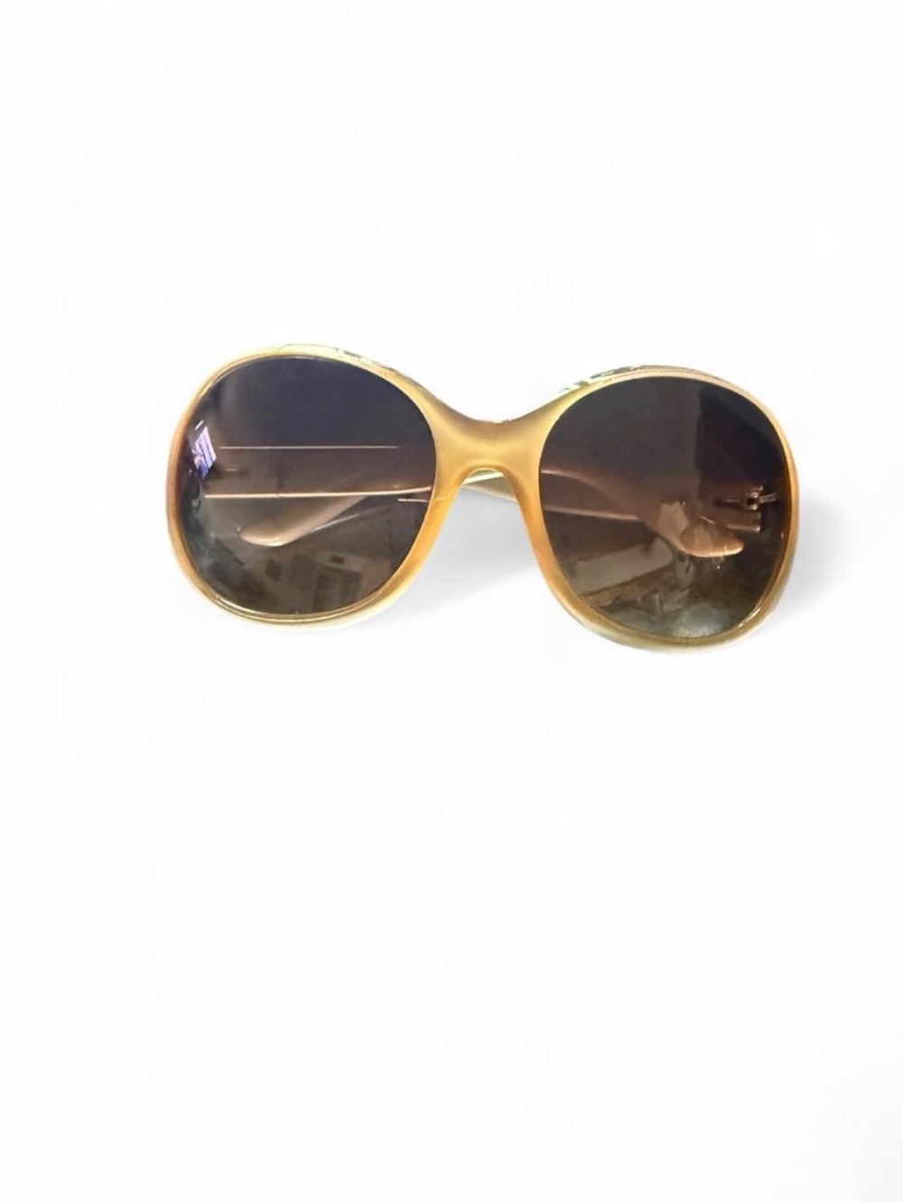 Prada Italy Champagne Frame Oversized Women's Sunglasses w/Brown Gradient Lenses